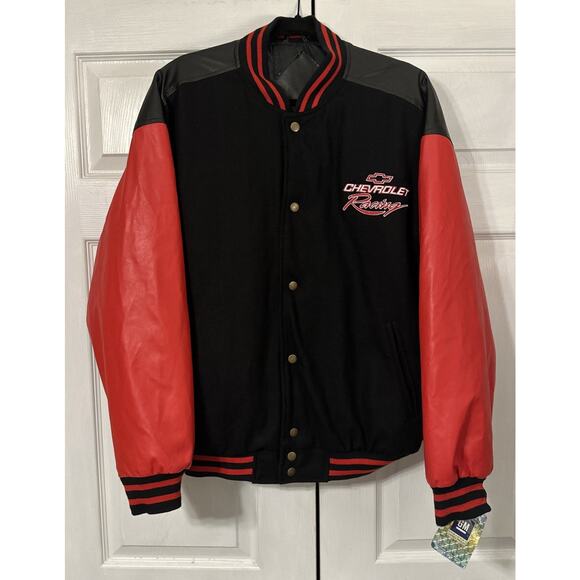 Vintage Steve & Barrys Chevrolet Racing Letterman Jacket Faux Leather Men's L - Picture 1 of 10